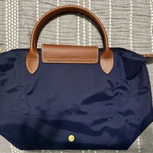 Longchamp LE PLIAGE ORIGINAL S HANDBAG Navy and Brown Women's Bag